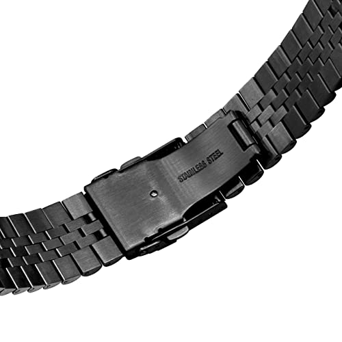 Kai Tian 22mm Jubilee Bracelet Stainless Steel Curved Ends, Half-Moon 5 Beads Black Metal 20mm Watch Band Strap Men Women Watch Band - Image 5