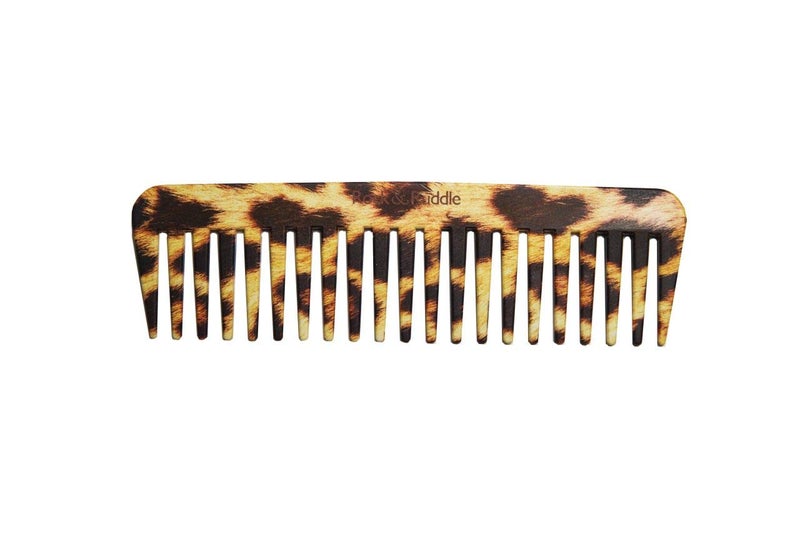 Rock  Ruddle Wide Tooth Comb Perfect for Detangling Wet Hair and Applying Hair Color Leopard Design