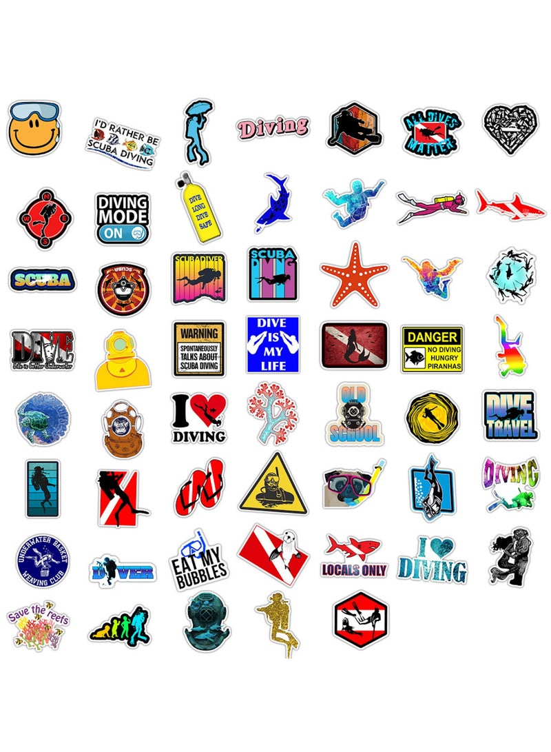 61 قطعة من ملصقات الغوص، ملصقات الغوص الخارجية لأجهزة الكمبيوتر المحمول وزجاجات المياه وغطاء خزان الوقود وملصقات هيكل السيارة - Image 2