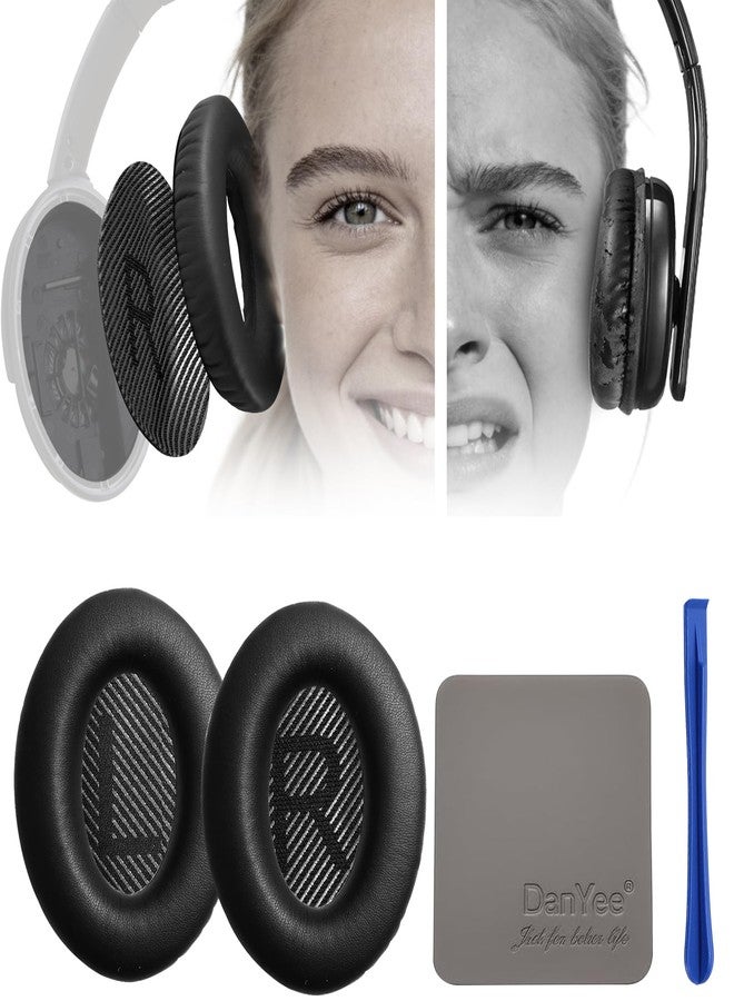 DanYee Premium Replacement Ear Pads for Bose QC2, QC15, QC25, QC35 I & II - Soft Protein Leather & Memory Foam Cushions - Enhanced Noise Isolation - Easy Installation Kit & Cleaning Cloth - Image 1