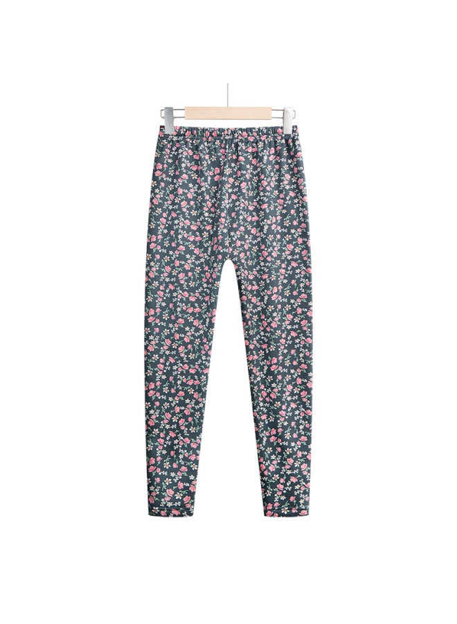 Middle-aged And Elderly Wen's Fleece-lined Warm Pants Winter Wear Mother's Floral High Waist Botting Pants Grandma's Thickened Cold-proof Pants