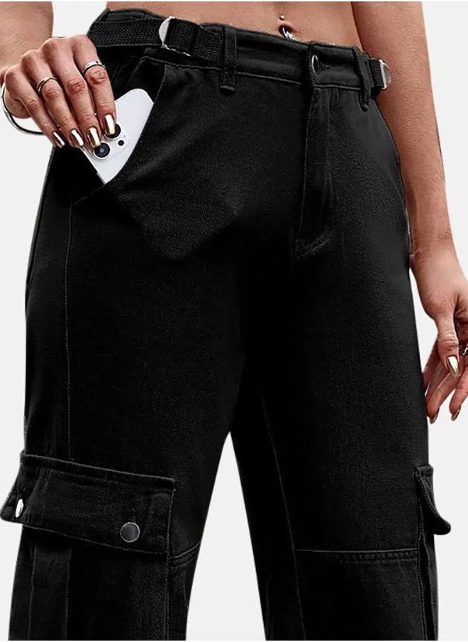 YUNIQEE Black Denim Cargo Pants