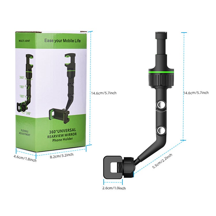 Car Phone Holder for Car Rear View Mirror Generation Model Anti Shake Fall Prevention | Full Rotation Adjustable Mount 360 Degree Rotation Mobile. (Grey) - Image 3