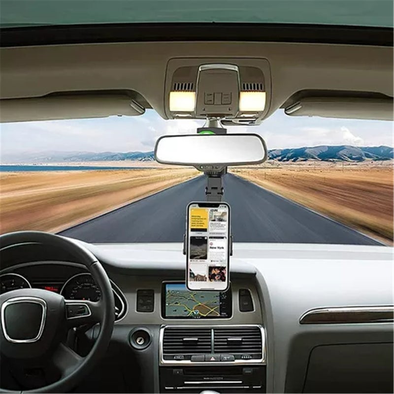 Car Phone Holder for Car Rear View Mirror Generation Model Anti Shake Fall Prevention | Full Rotation Adjustable Mount 360 Degree Rotation Mobile. (Grey) - Image 5