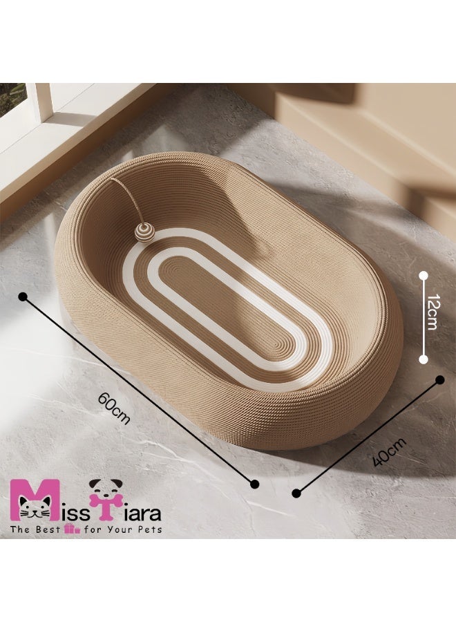 MissTiara سرير خدش القطط ، سرير خدش بيضاوي محدث بعمق 12 سم مع ألعاب كرات وخدش للقطط للحفاظ على صحة القطط وتخفيف الملل - Image 4