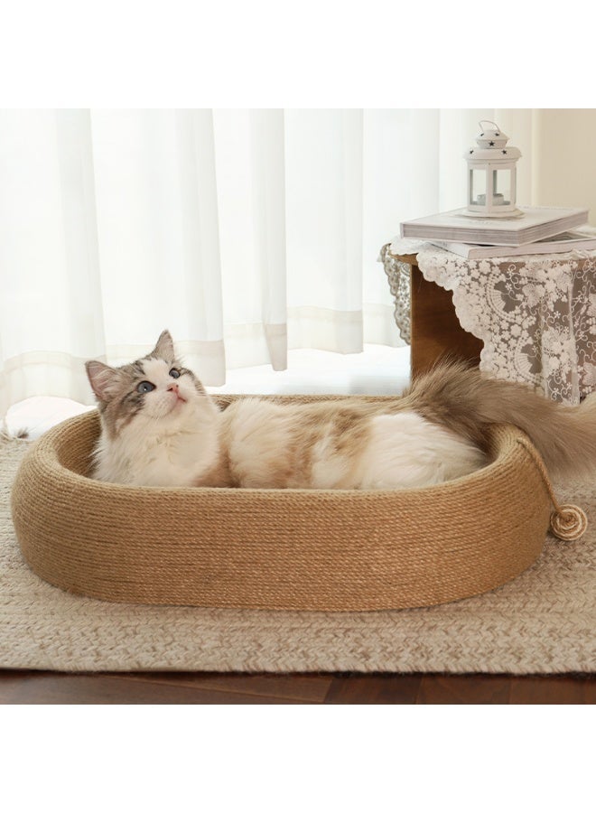 MissTiara سرير خدش القطط ، سرير خدش بيضاوي محدث بعمق 12 سم مع ألعاب كرات وخدش للقطط للحفاظ على صحة القطط وتخفيف الملل - Image 1