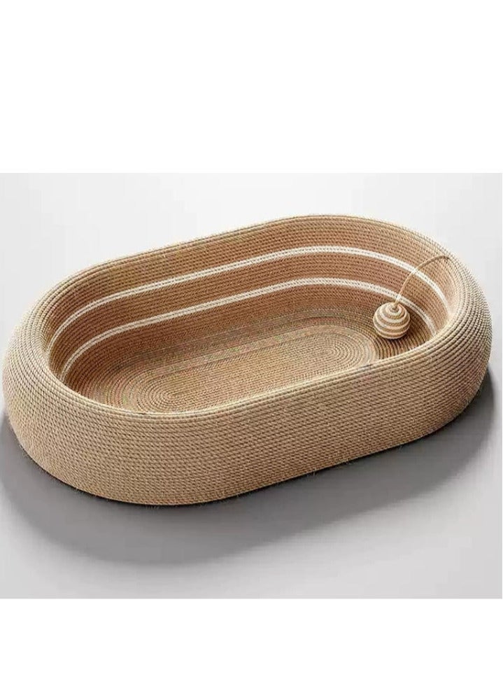 MissTiara سرير خدش القطط ، سرير خدش بيضاوي محدث بعمق 12 سم مع ألعاب كرات وخدش للقطط للحفاظ على صحة القطط وتخفيف الملل - Image 2