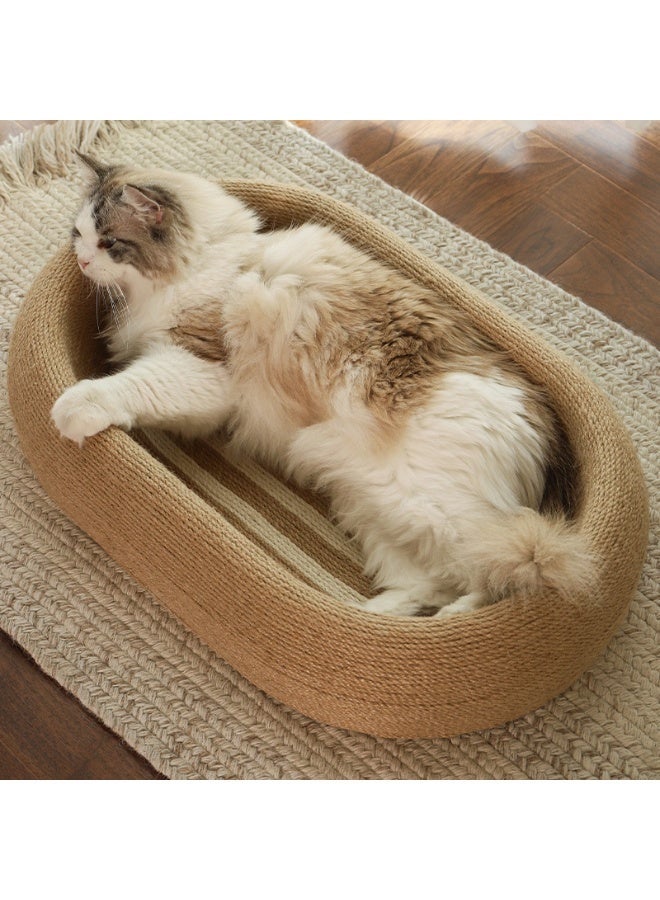 MissTiara سرير خدش القطط ، سرير خدش بيضاوي محدث بعمق 12 سم مع ألعاب كرات وخدش للقطط للحفاظ على صحة القطط وتخفيف الملل - Image 3