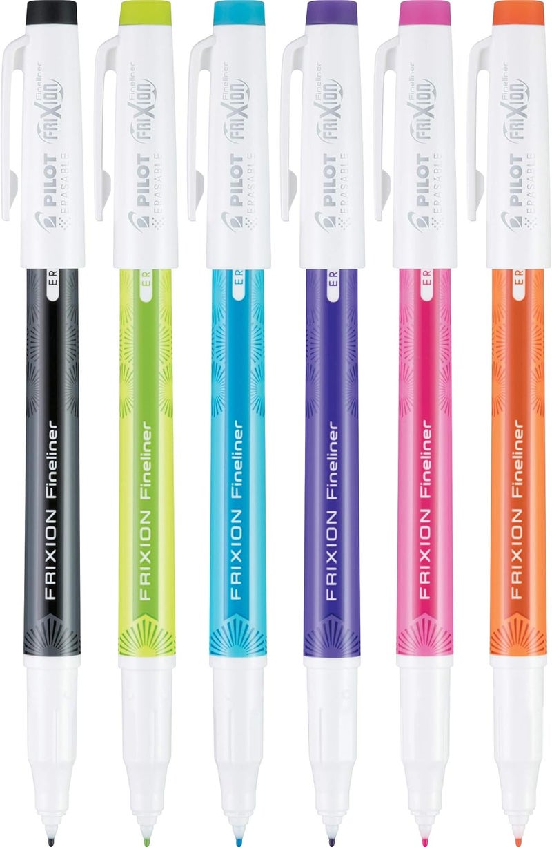 PILOT FriXion Fineliner Erasable Marker Pens, Fine Point 0.7 mm, Pack of 6, Vivid Colors, Erasable Pens - Ideal for School, Journaling, & Office Writing - Image 2