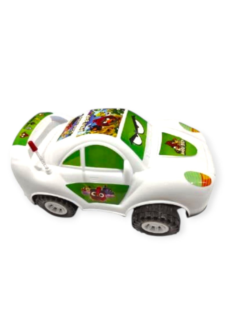 سيارة لعبة للأطفال بيضاء مزينة بشخصيات من لعبة "أنجري بيردز" الشهيرة - Image 1
