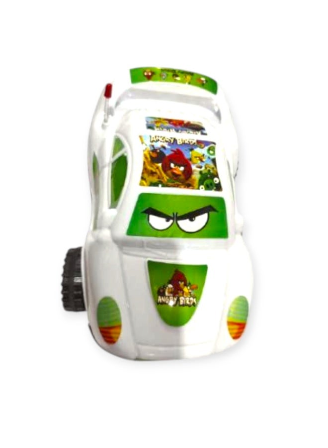 سيارة لعبة للأطفال بيضاء مزينة بشخصيات من لعبة "أنجري بيردز" الشهيرة - Image 2