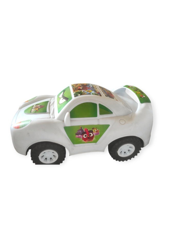 سيارة لعبة للأطفال بيضاء مزينة بشخصيات من لعبة "أنجري بيردز" الشهيرة - Image 3