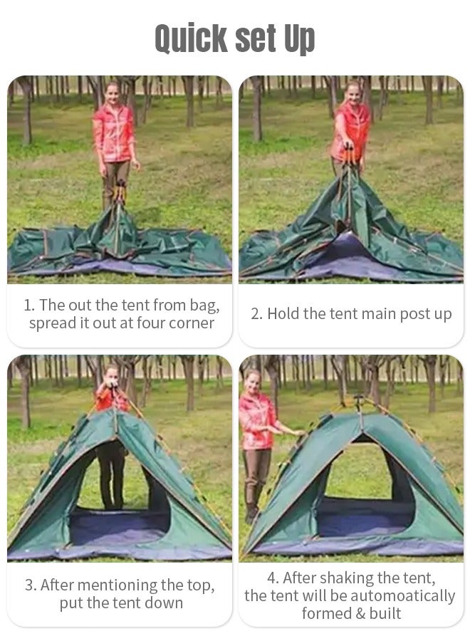 Snooe Pop Up Tent with Double Doors – Lightweight & Waterproof Instant Camping Tent for 3-4 People – Ideal for Garden, Picnic, Hiking – Spacious 200×210×135cm - Image 3