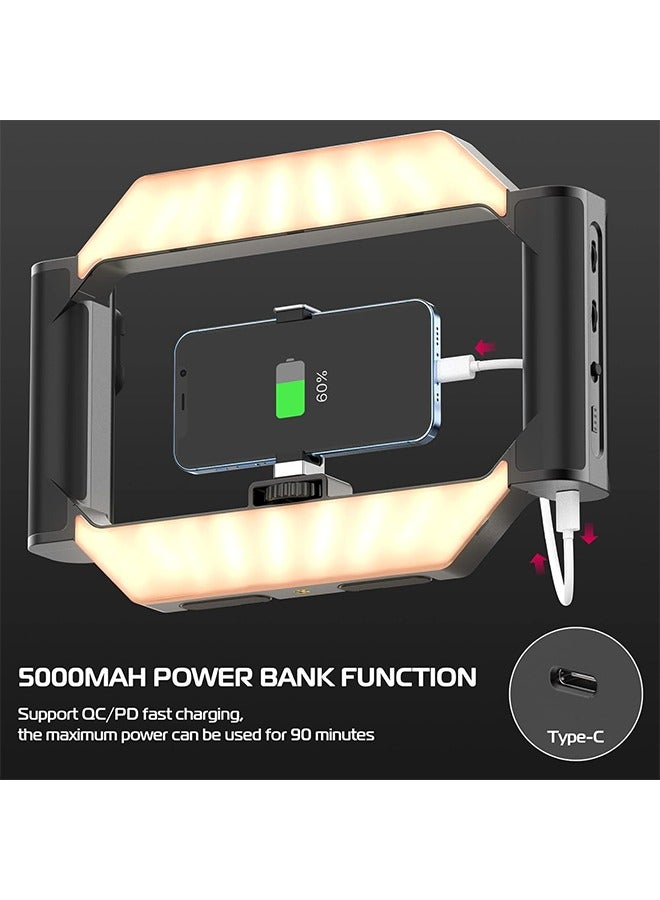 Ulanzi ULANZI Smartphone Video Rig with Light, U-Rig Light Cell Phone Handheld Stabilizer with Ring Light 2500K-9000K CRI 90+ for Filmmaking Live Steam YouTube Video Recording, with 5000mAh Build-in Battery - Image 3