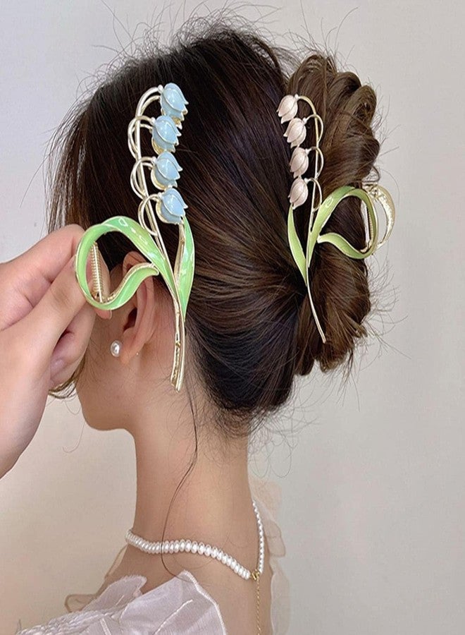 WaigN Blue Orchid Hair Clamps, Lily of The Valley Clips, Flower Metal Hairpin, Lily Flower Jaw Clamp Hair Styling Hair Accessories for Thick Thin Hair, Women Beauty and Personal Care - Image 3