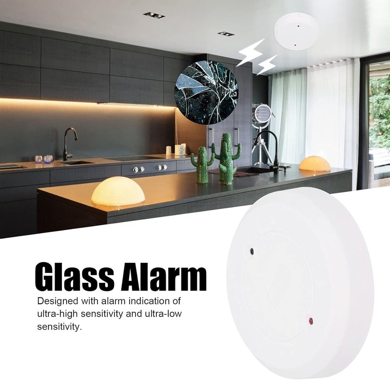 klarako Wired Glass Break Detector, Adjustable Sensitivity Door Window Break‑in Sensor with Tamper Alarm, Ceiling/Wall Mount - Image 5