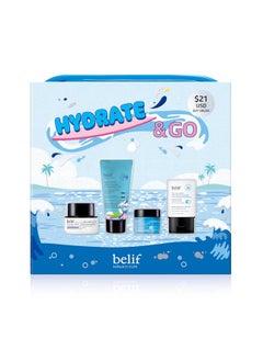 belif Hydrate & Go Kit Korean Skincare Set With Face Cleanser Moisturizer Eye Cream & Sunscreen Daily Hydration Gift Set Antioxidant Packed Moisturizing Set For All Skin Types Travel Kit  - Image 2
