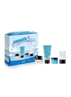 belif Hydrate & Go Kit Korean Skincare Set With Face Cleanser Moisturizer Eye Cream & Sunscreen Daily Hydration Gift Set Antioxidant Packed Moisturizing Set For All Skin Types Travel Kit  - Image 1