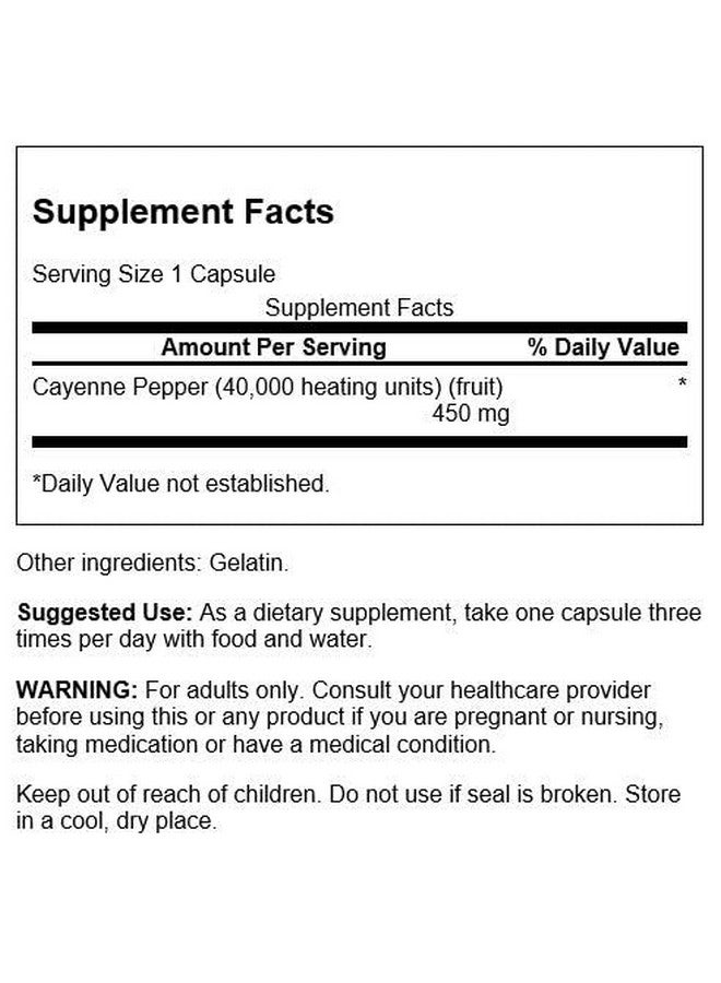 SWANSON Cayenne Herbal Supplement Promoting Digestion Circulation  Metabolism Support Natural Formula May Support Heart Health 300 Capsules 450Mg Each - Image 3