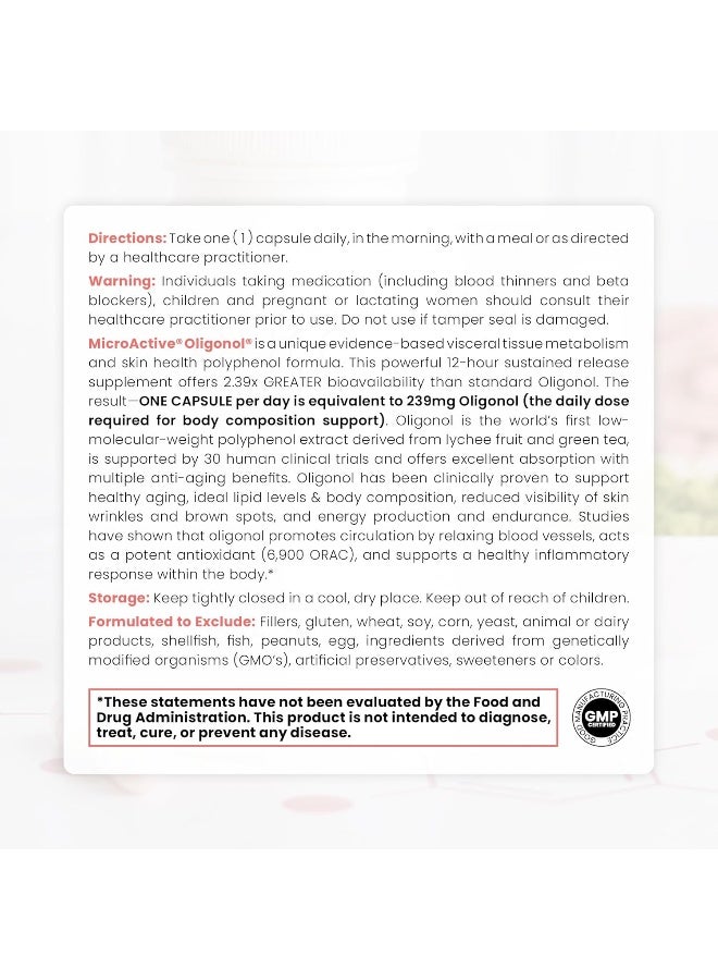 Pure TheraPro Rx MicroActive Oligonol | Clinically Proven Polyphenol Supplement to Support Body Composition & Healthy Skin | 2x More bioAvailable | 2 Month Supply | Non-GMO & Vegan (60 Vegan Capsules) - Image 4