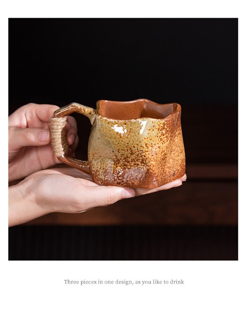Special-Shaped Mugs, Retro Ceramic Cups, Irregular Cups, Stoneware Water Cups, High-Value Coffee Cups（Blue 250ml） - Image 4