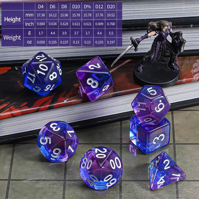 CiaraQ مجموعة نرد متعددة الأوجه مع حقيبة نرد سوداء لألعاب D&D RPG MTG - Image 3