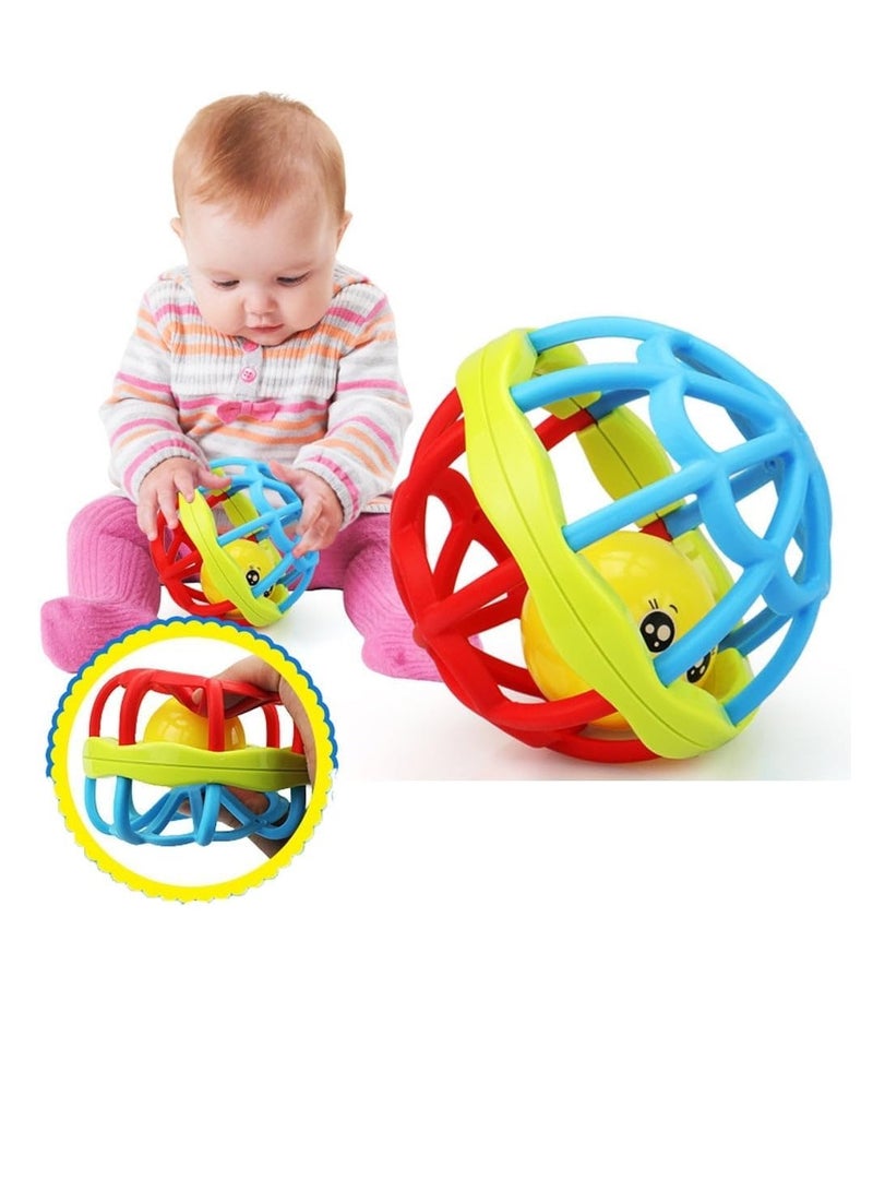 Rattle Ball Small Plastic Ball Inside Soft Silicone Body Lightweight Durable Multicolored Sound Toy (Color May Vary) - Image 1