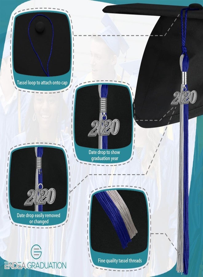 Endea Graduation Double Color Tassel with Silver Date Drop (Royal Blue/Grey, 2020) - Image 3