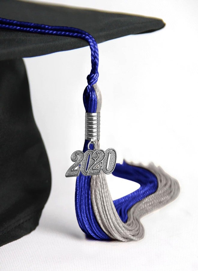 Endea Graduation Double Color Tassel with Silver Date Drop (Royal Blue/Grey, 2020) - Image 4