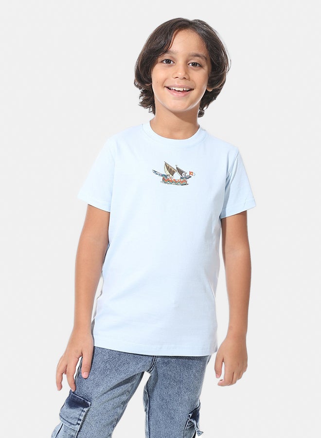 Andora Printed Half Sleeves Baby Blue T-Shirt_ Baby Blue - Image 1