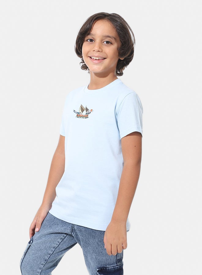 Andora Printed Half Sleeves Baby Blue T-Shirt_ Baby Blue - Image 2