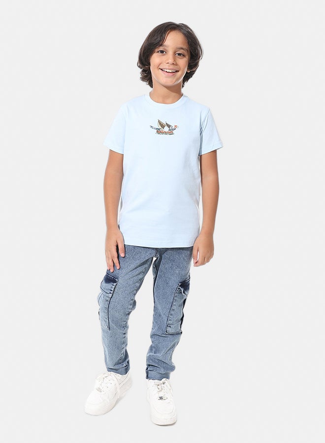 Andora Printed Half Sleeves Baby Blue T-Shirt_ Baby Blue - Image 5