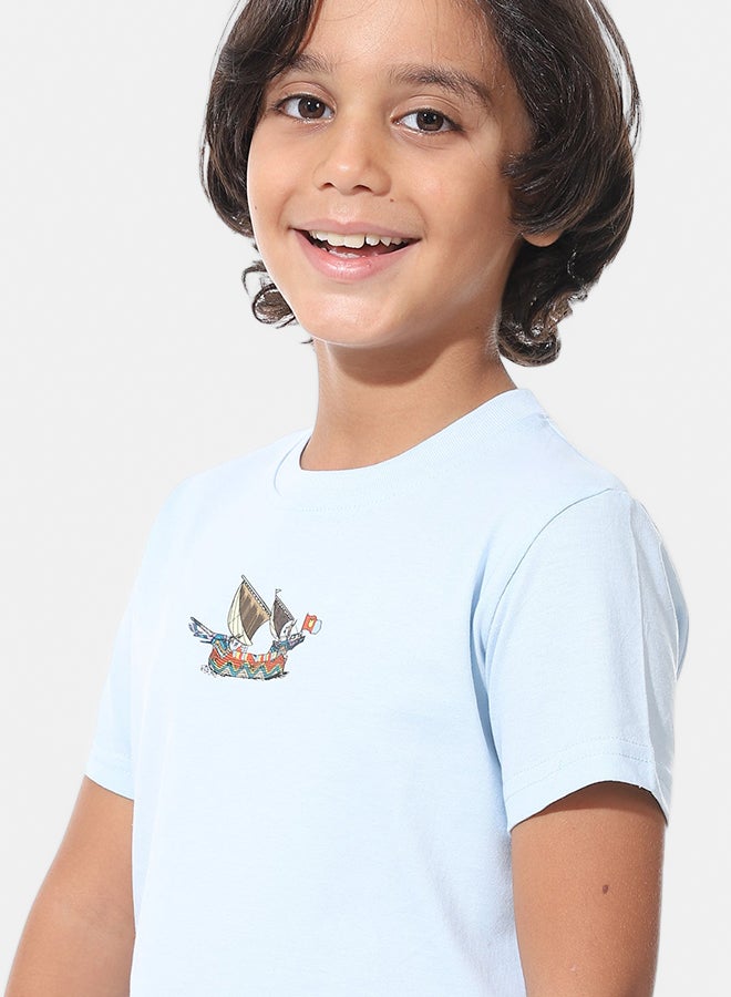Andora Printed Half Sleeves Baby Blue T-Shirt_ Baby Blue - Image 3