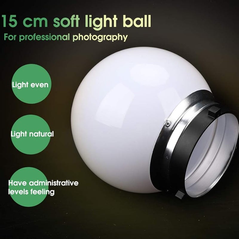 15cm Translucent Spherical Diffuser for Bowens Mount Portable Photography Softbox Light Ball - Image 4