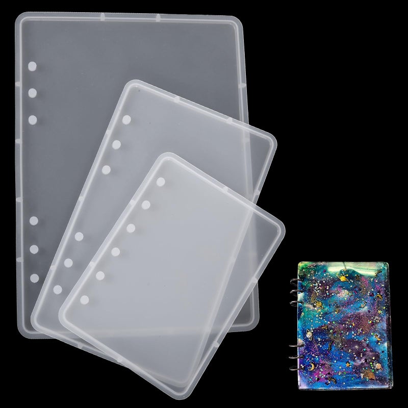 Xosjska Resin Notebook Cover Mold 3 PCS A5 A6 A7 Silicone Notebooks Mold with Binder Holes Notebook Resin Casting Molds for Notebooks Epoxy Resins DIY Craft Making - Image 3