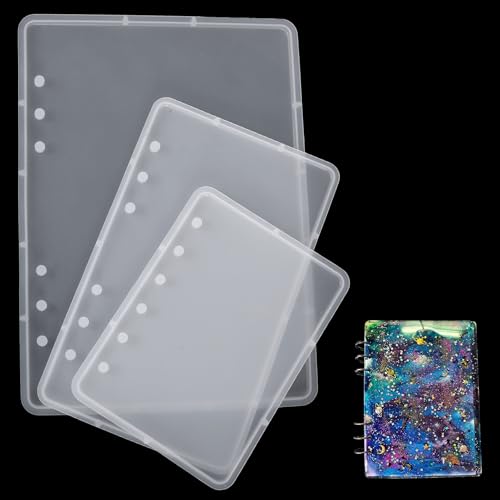 Xosjska Resin Notebook Cover Mold 3 PCS A5 A6 A7 Silicone Notebooks Mold with Binder Holes Notebook Resin Casting Molds for Notebooks Epoxy Resins DIY Craft Making - Image 1