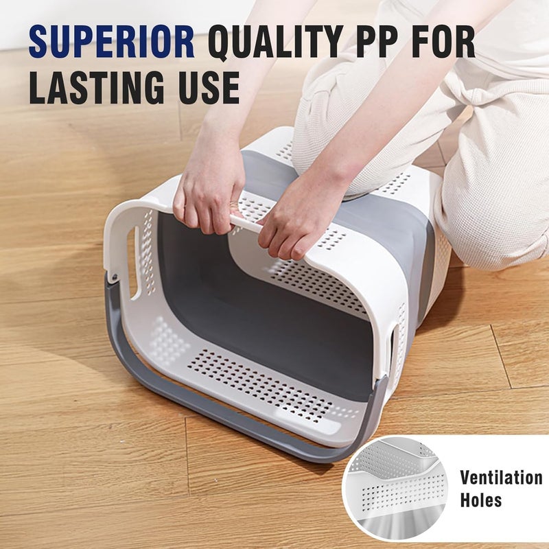 KEYOZA سلة غسيل قابلة للطي من بلاستيك KEYOZA 41Cm23Cm35Cm حاوية تخزين قابلة للطي حوض غسيل محمول منظم سلة توفير المساحة رمادي - Image 5