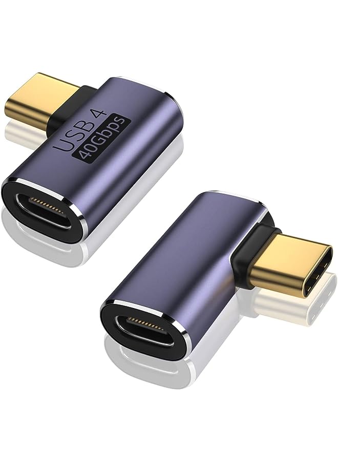 Wishlink 2Pack Usb C 90 Degree Elbow Adapter, Right Angle Type C Male To Female Adapter Extender Support 100W Fast Charging 40Gbps Data Transfer 8K@60Hz Video Output For Laptop, Tablet, Mobile Phones - Image 1