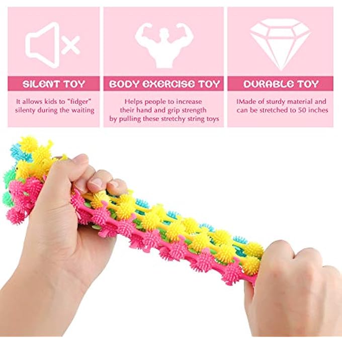 Charnoel 8 Pieces Caterpillars Sensory Toy for Anxiety Relief - Stretchy Fuzzy Worm Unicorn Play Toy for Calming and Relaxing (Caterpillars Style) - Image 3