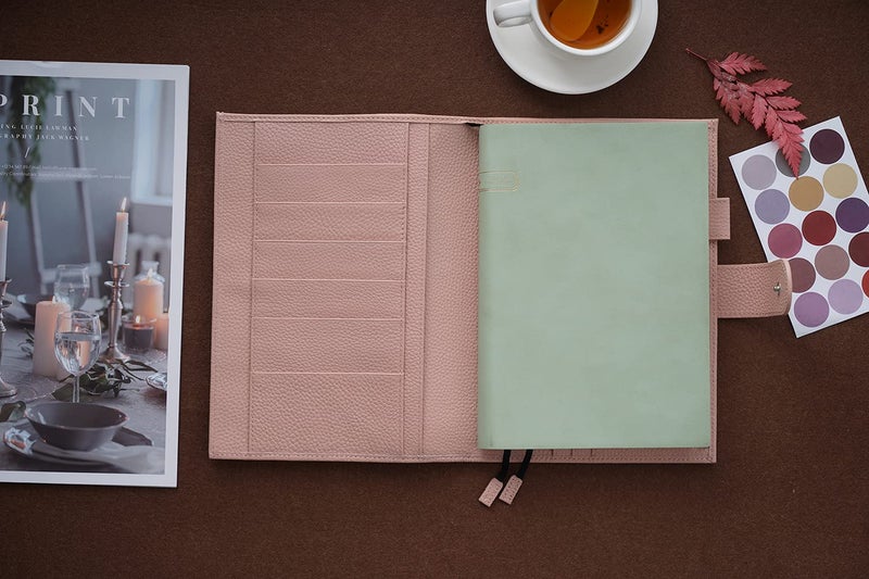 Moterm Leather Cover for A5 Notebooks - Fits Hobonichi Cousin, Stalogy and Midori MD Planners, with Pen Loop, Card Slots and Back Pocket (Pebbled-Dusty Rose) - Image 3