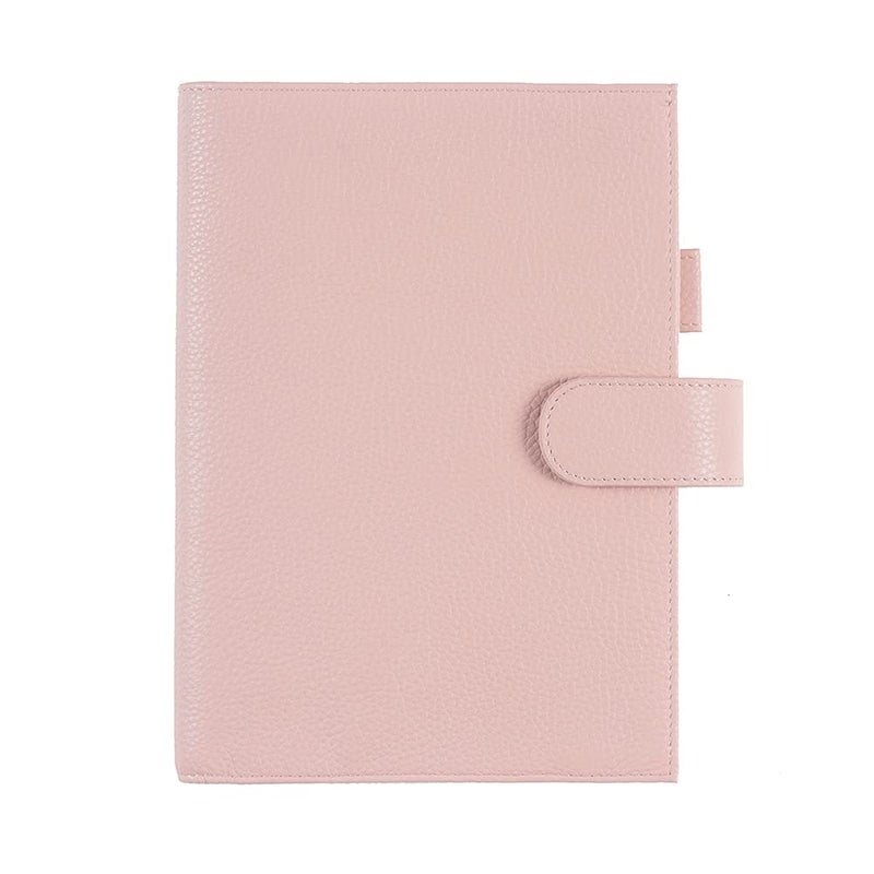 Moterm Leather Cover for A5 Notebooks - Fits Hobonichi Cousin, Stalogy and Midori MD Planners, with Pen Loop, Card Slots and Back Pocket (Pebbled-Dusty Rose) - Image 1