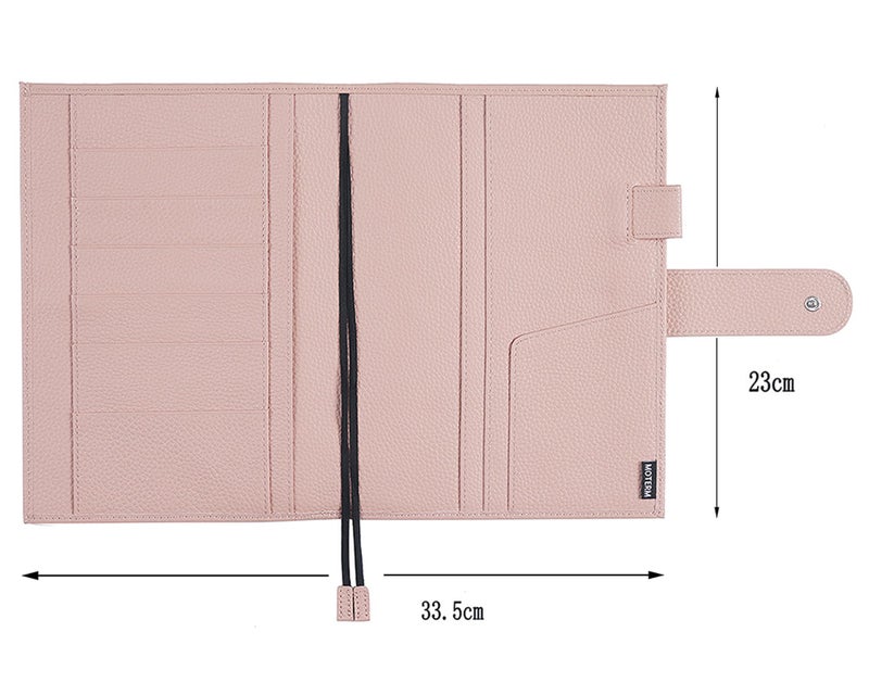 Moterm Leather Cover for A5 Notebooks - Fits Hobonichi Cousin, Stalogy and Midori MD Planners, with Pen Loop, Card Slots and Back Pocket (Pebbled-Dusty Rose) - Image 2
