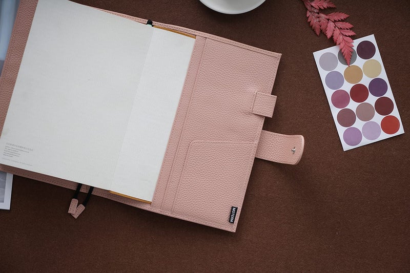 Moterm Leather Cover for A5 Notebooks - Fits Hobonichi Cousin, Stalogy and Midori MD Planners, with Pen Loop, Card Slots and Back Pocket (Pebbled-Dusty Rose) - Image 4