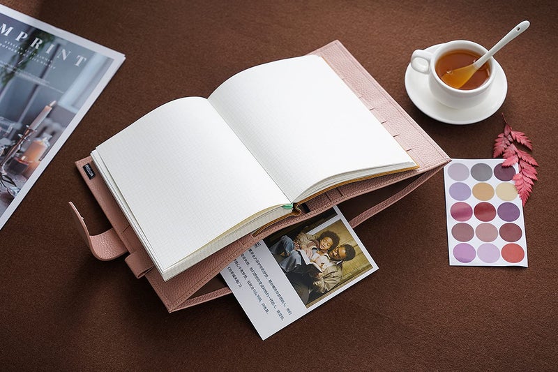 Moterm Leather Cover for A5 Notebooks - Fits Hobonichi Cousin, Stalogy and Midori MD Planners, with Pen Loop, Card Slots and Back Pocket (Pebbled-Dusty Rose) - Image 5