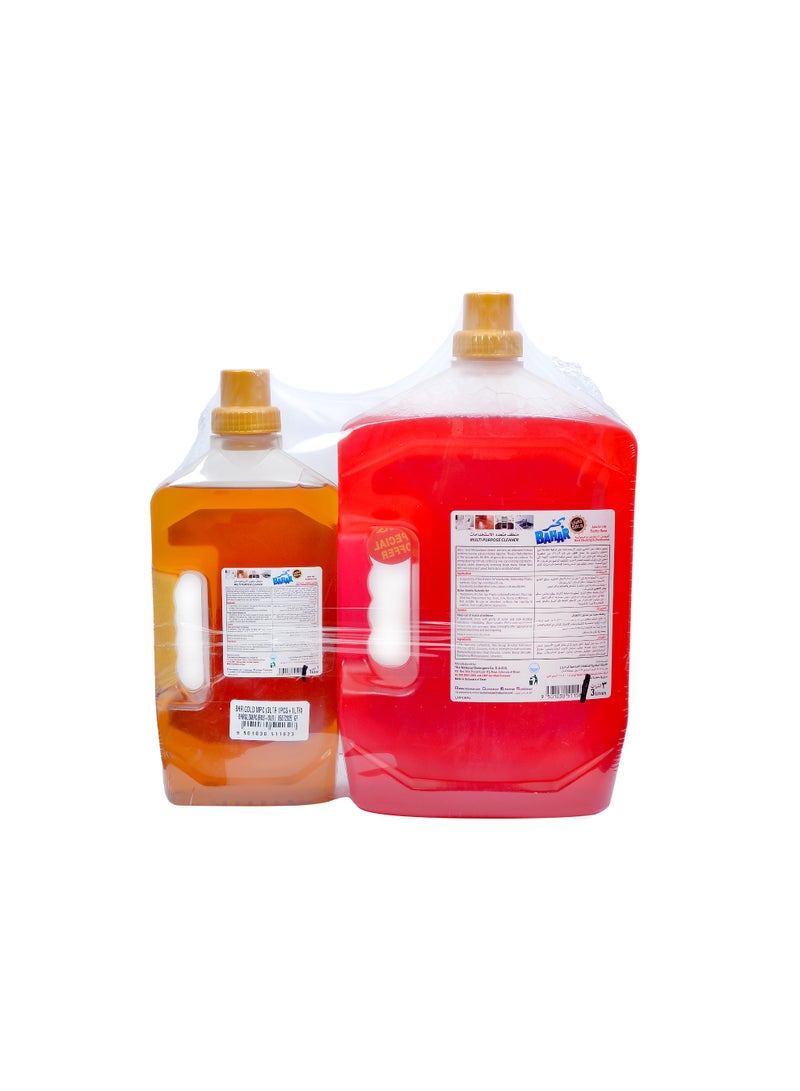 بحر منظف ​​جولد متعدد الأغراض، عبوة ٣ لتر + عرض لتر واحد، برائحة الورد الاستوائي والعود العربي، حماية قوية من الجراثيم وانتعاش يدوم طويلاً، ٣ لتر + لتر واحد مجاناً - Image 2