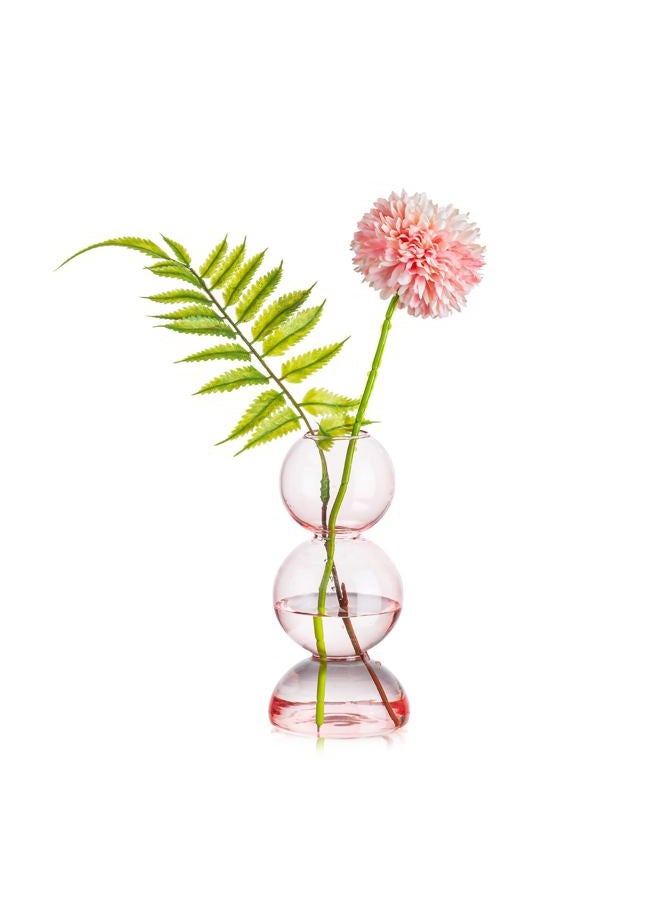 Glasseam Cute Pink Flower Vase, Unique Handmade Glass Vase for Flowers, Aesthetic Small Bud Vase Decor, Modern Ball Propagation Vase, Round Decorative Vases for Living Room Dining Table Decorations - Image 1