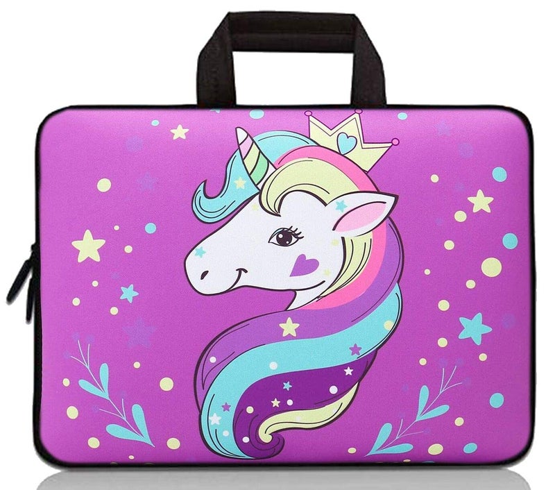 Baocool 11 11.6 12 12.1 12.5 inch Laptop Carrying Bag Chromebook Case Notebook Ultrabook Bag Tablet Cover Neoprene Sleeve for Apple MacBook Air Samsung Google Acer HP DELL Lenovo Asus (Purple Unicorn) - Image 2