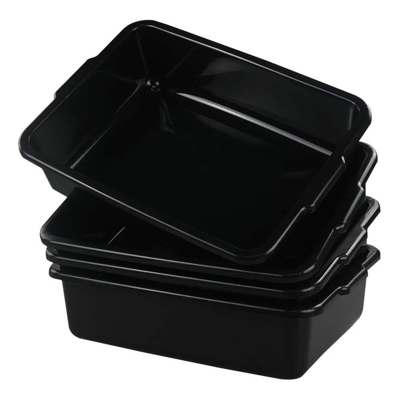 Fiazony Small 8 L Commercial Tote Box, Rectangle Utility Bus Tubs, 4-Pack, Black - Image 1