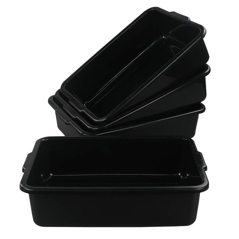 Fiazony Small 8 L Commercial Tote Box, Rectangle Utility Bus Tubs, 4-Pack, Black - Image 4