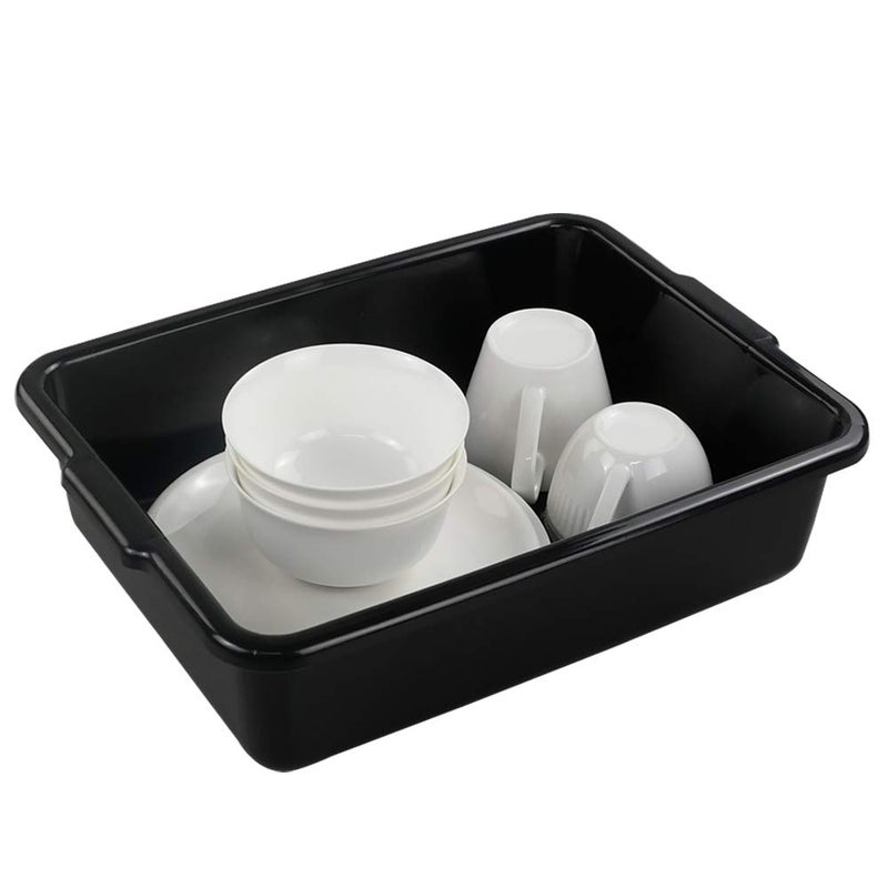 Fiazony Small 8 L Commercial Tote Box, Rectangle Utility Bus Tubs, 4-Pack, Black - Image 5